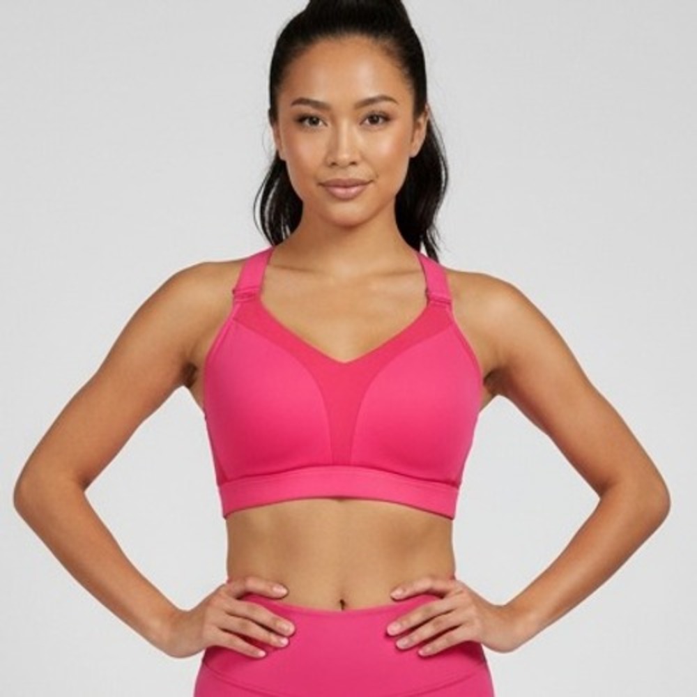 Spyder Active Women High Impact Sports Bra XL Pink Racerback Padded Mesh Support